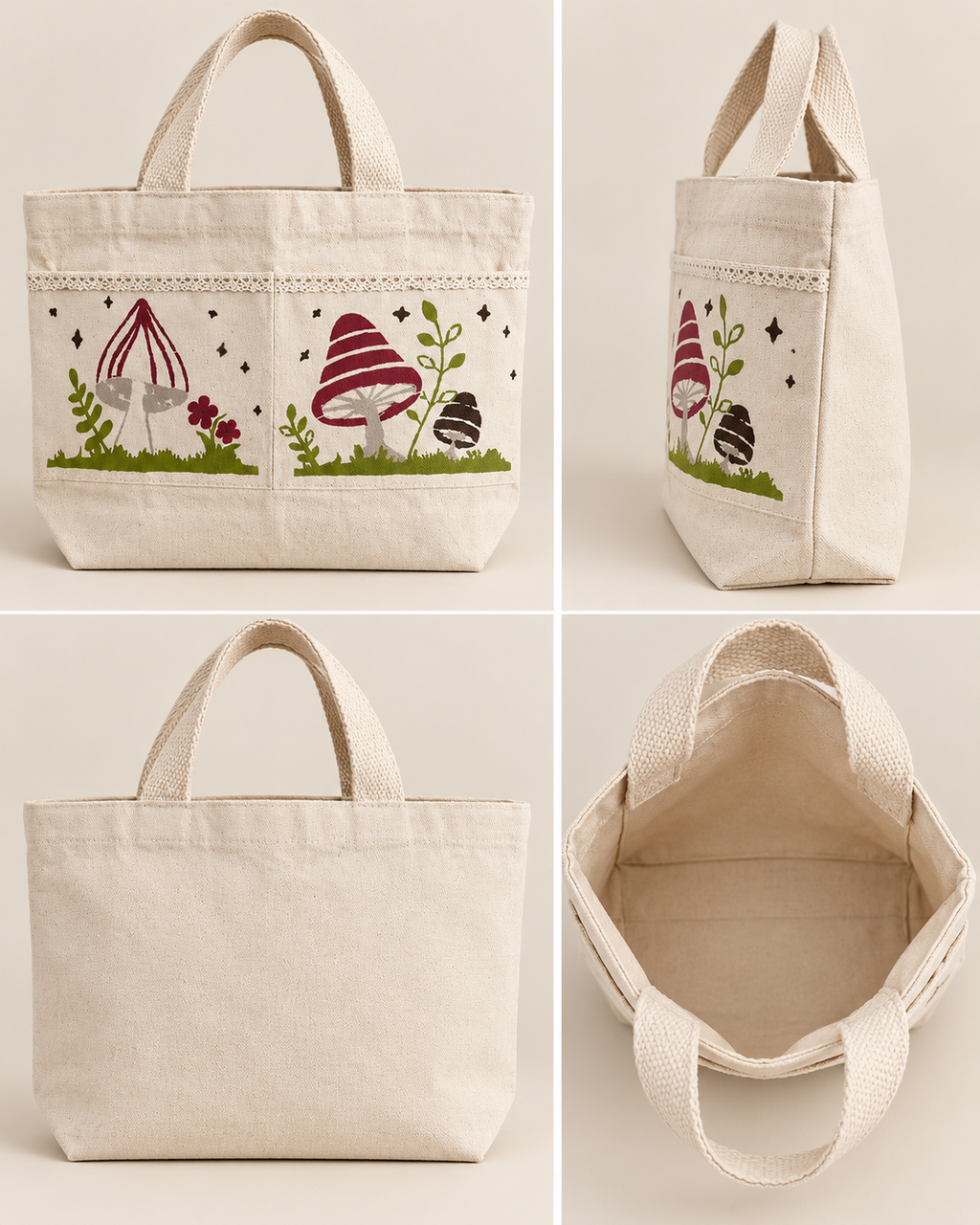 Woodland Mushroom Meadow Tote — Natural