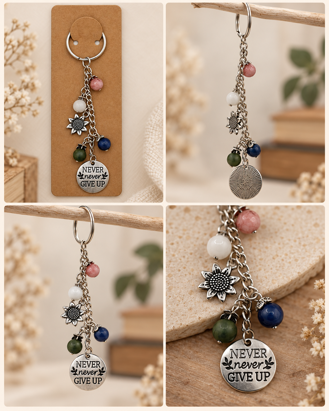 Never Give Up Garden Keychain