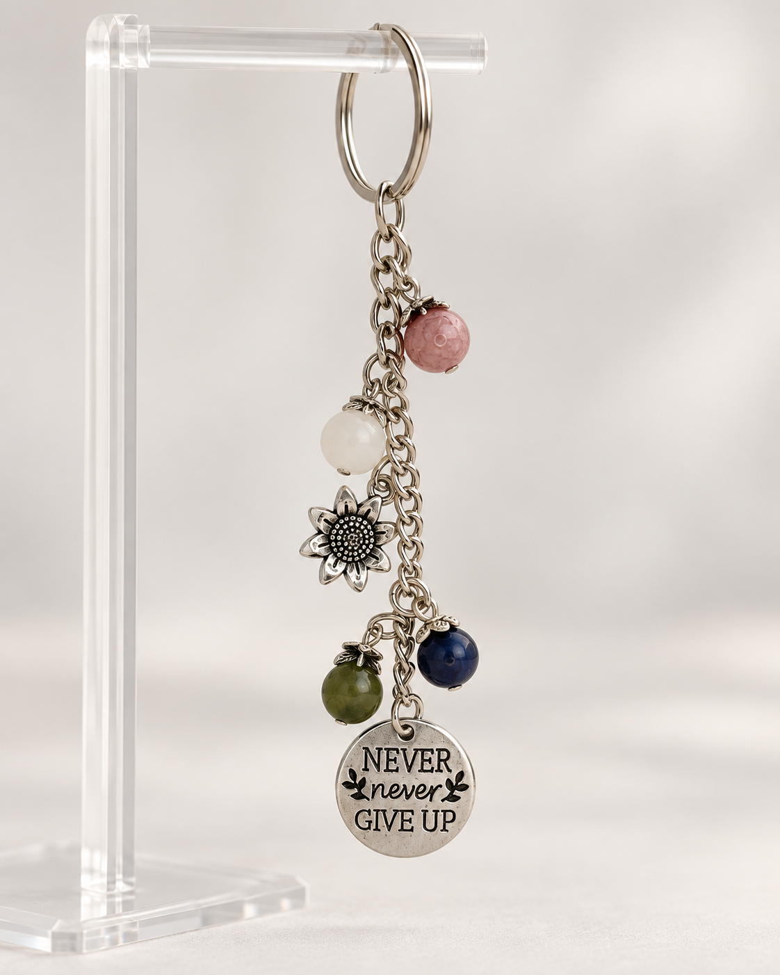 Never Give Up Garden Keychain