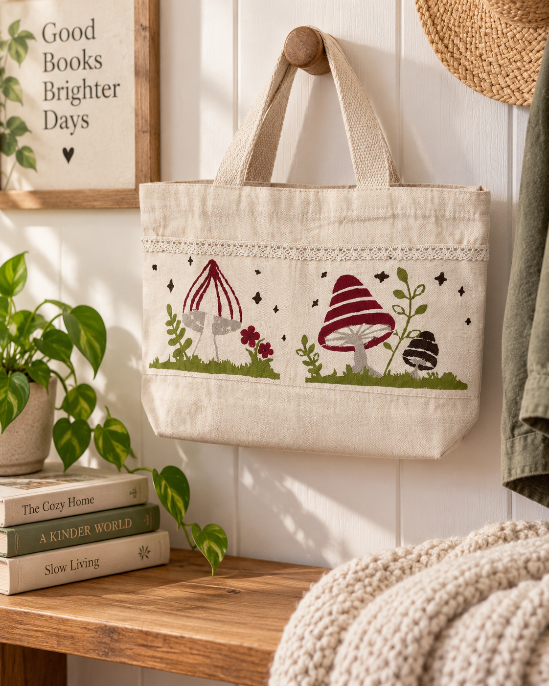 Woodland Mushroom Meadow Tote — Natural