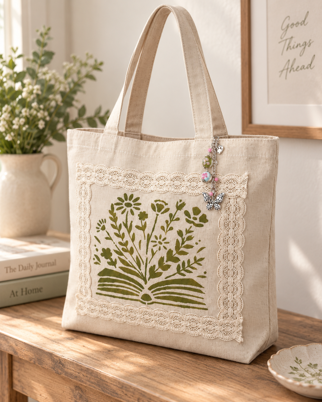 Pages in Bloom Tote — Natural