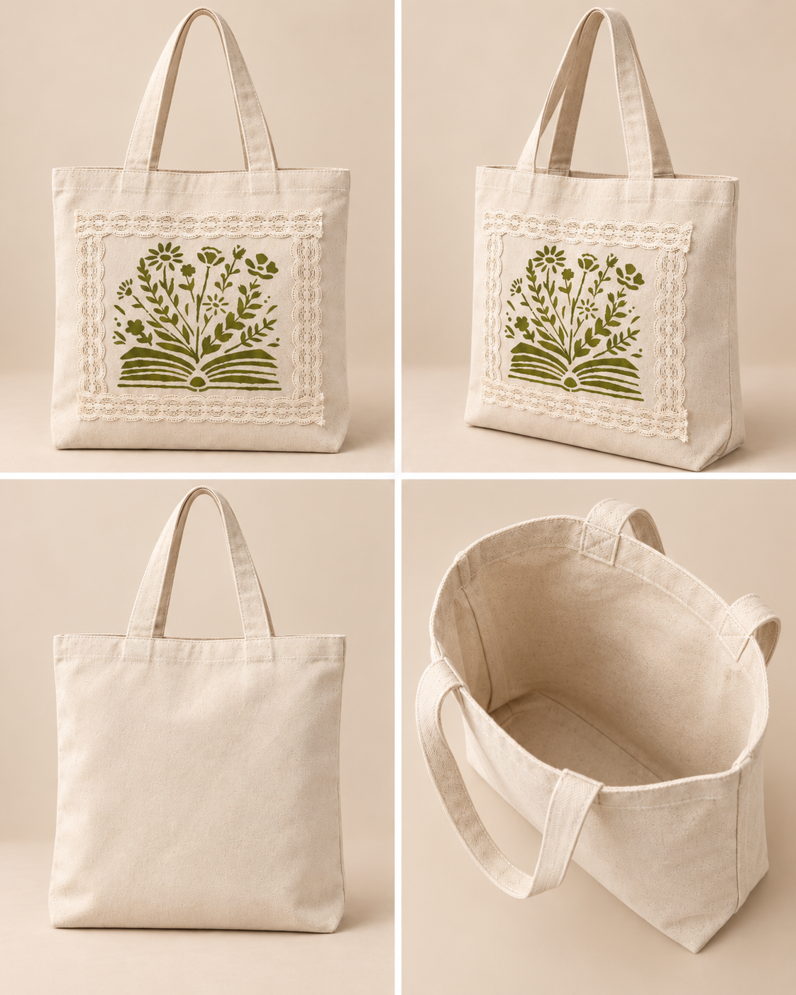 Pages in Bloom Tote — Natural