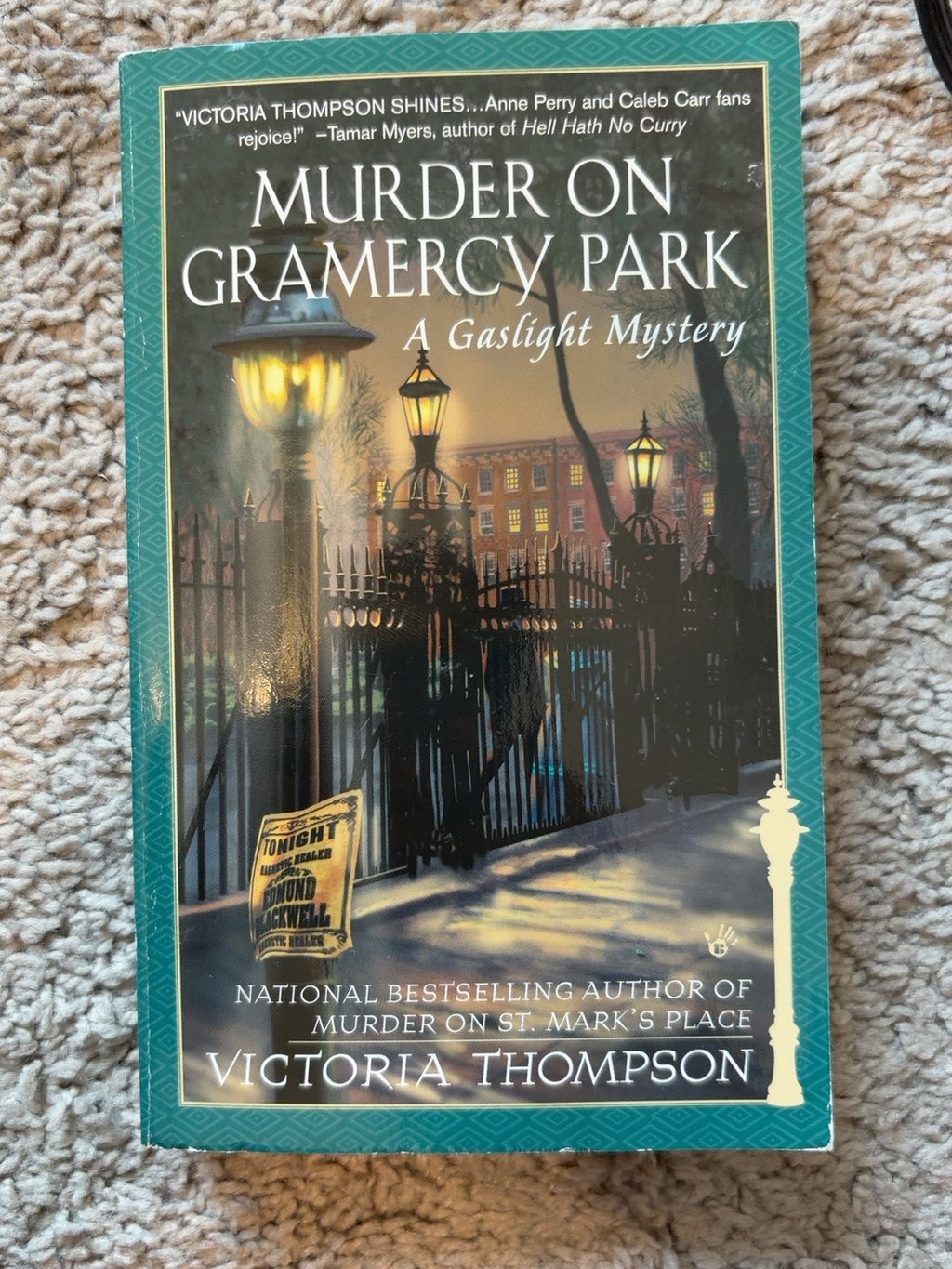 Murder on Gramercy Park by Victoria Thompson — actual used copy, front cover
