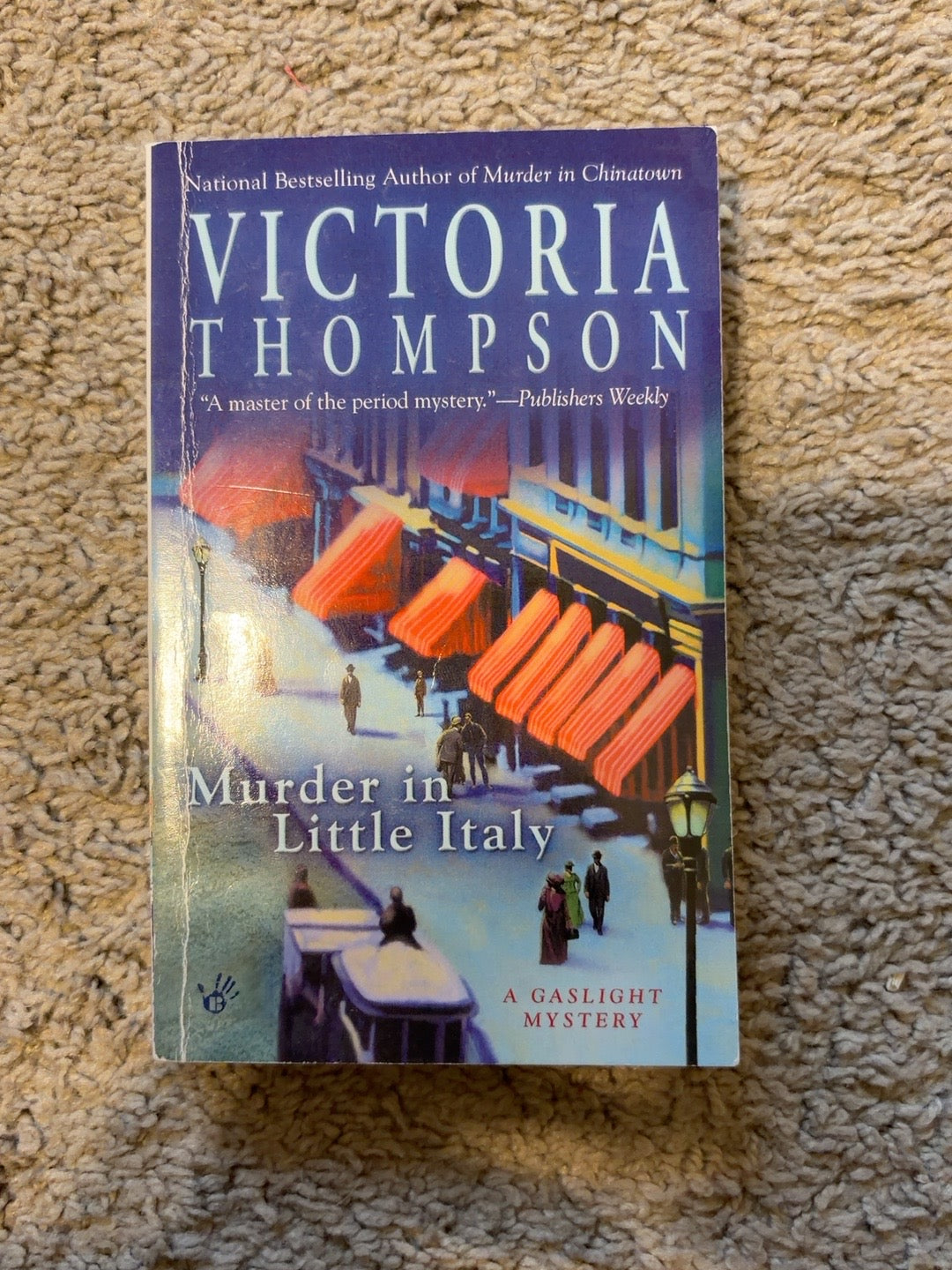 Murder in Little Italy by Victoria Thompson — actual used copy, front cover