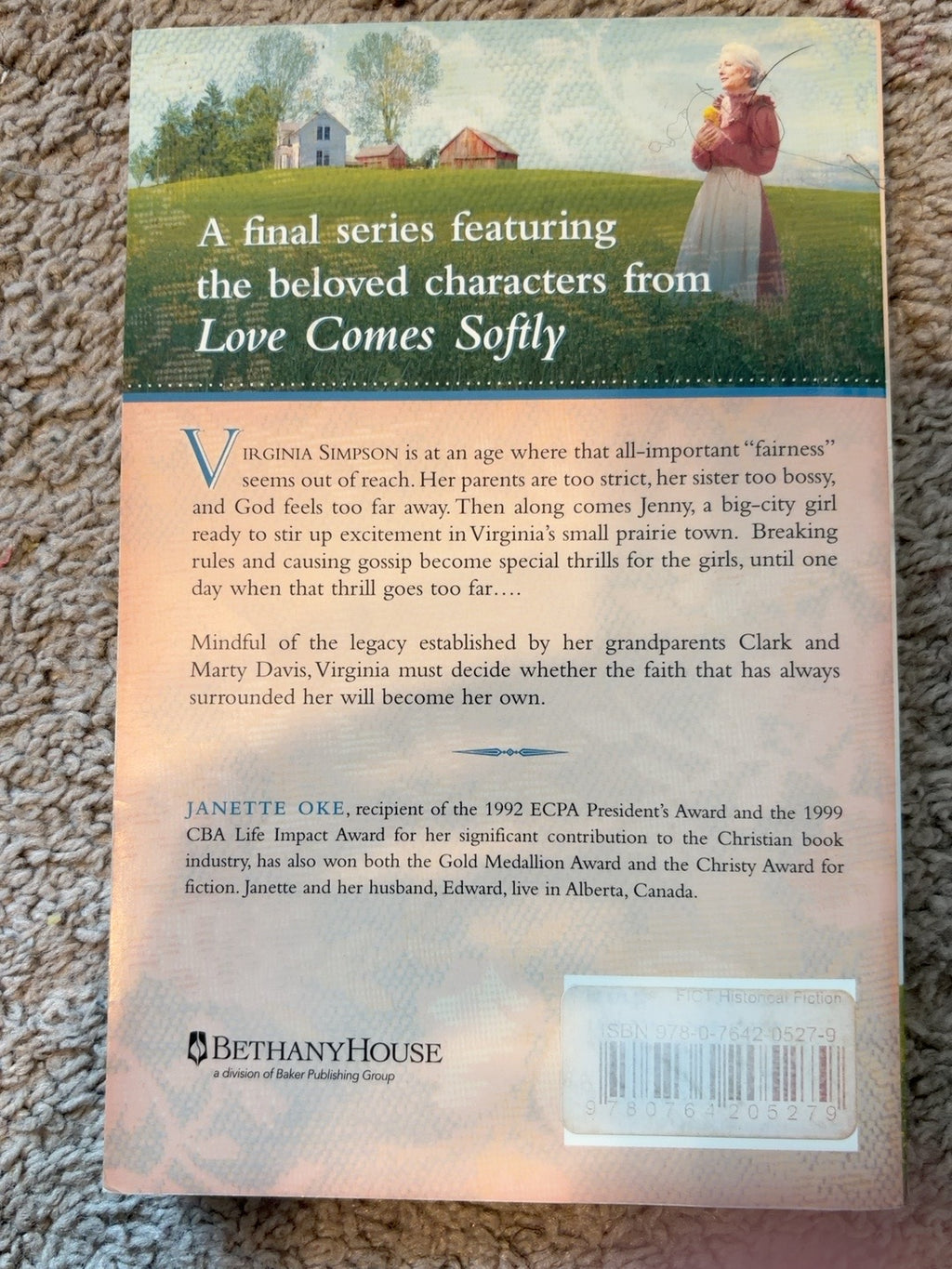 The Tender Years by Janette Oke — actual used copy, back cover