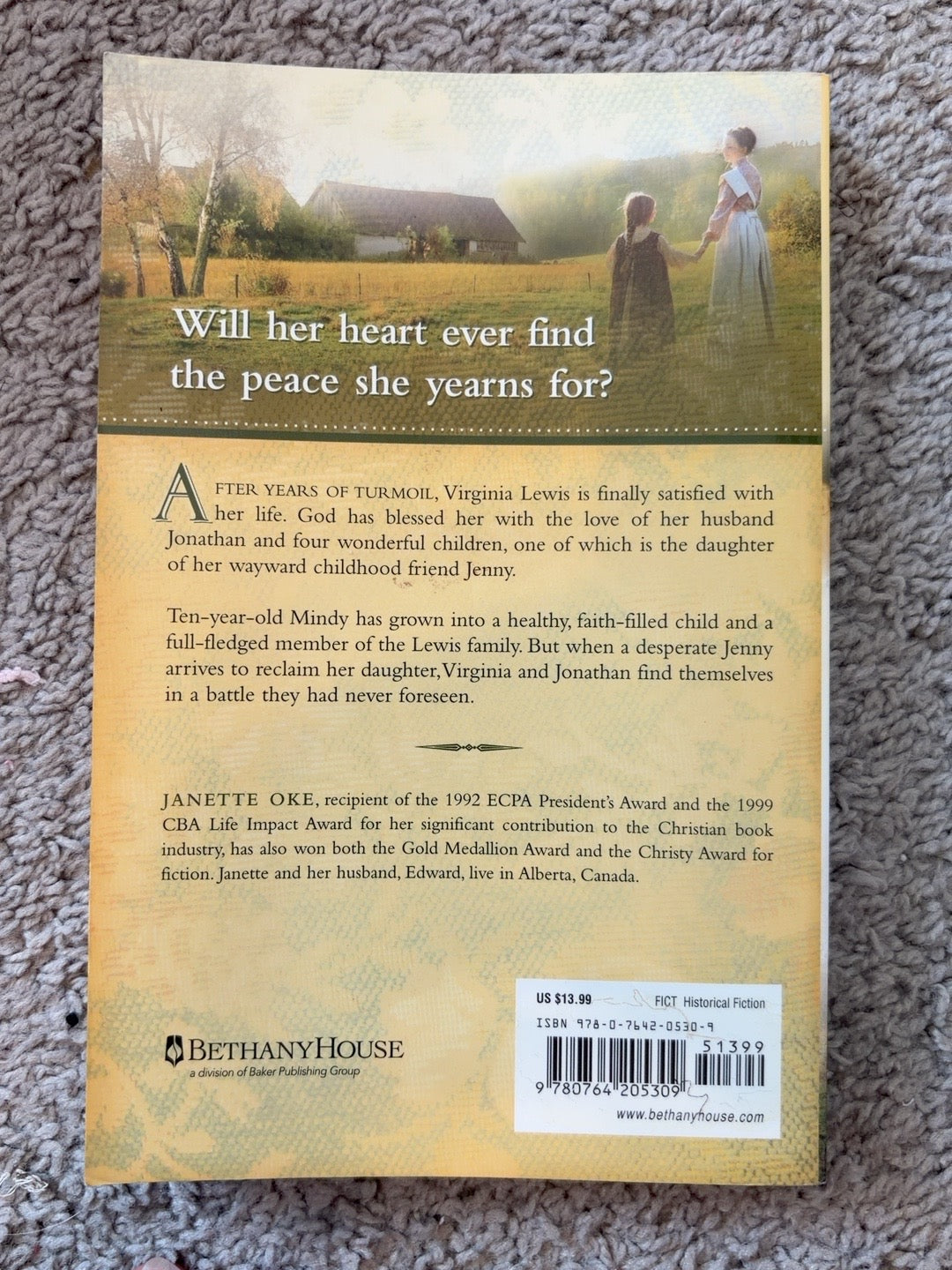 Like Gold Refined by Janette Oke — actual used copy, back cover