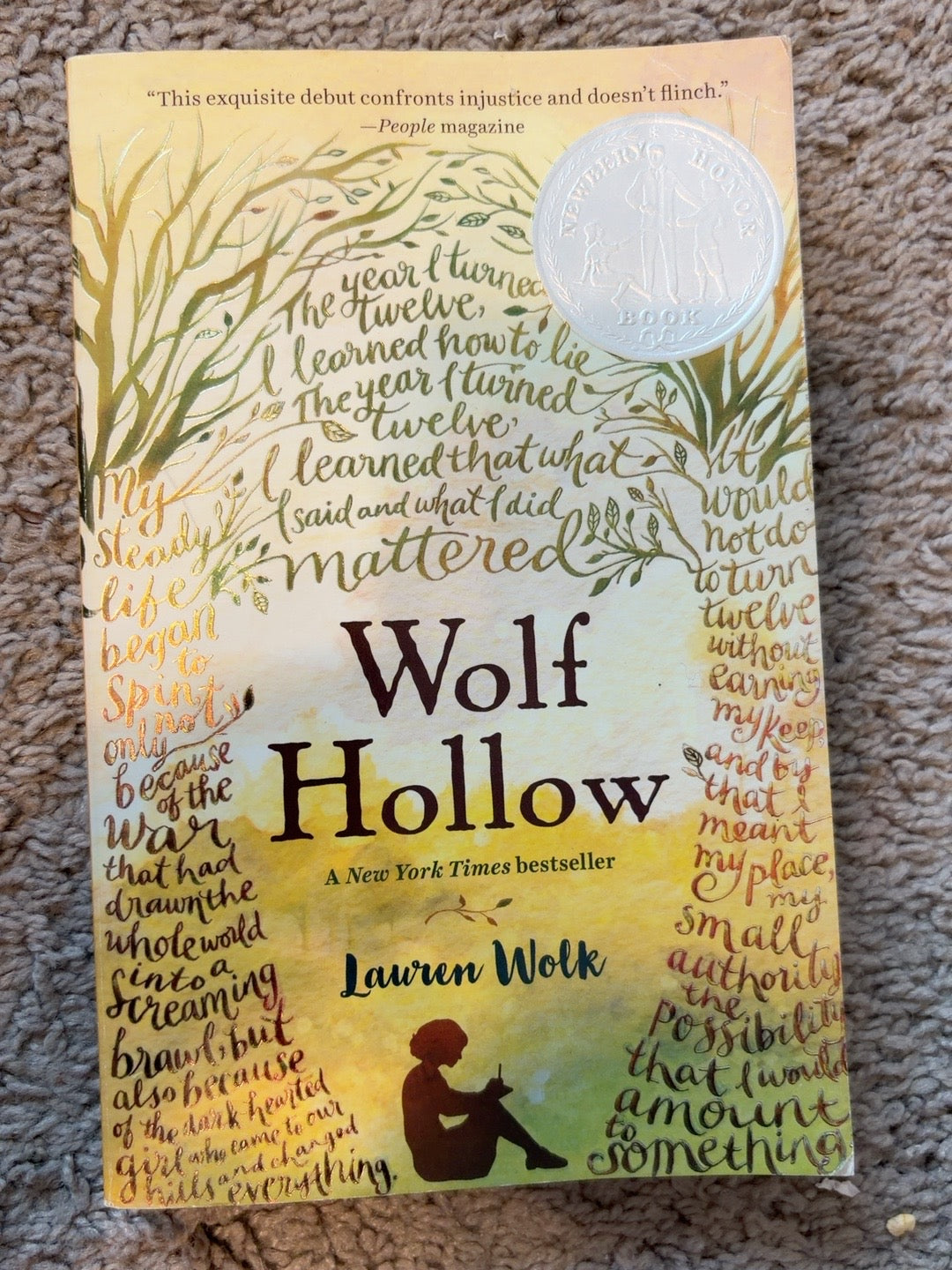 Wolf Hollow by Lauren Wolk — actual used copy, front cover