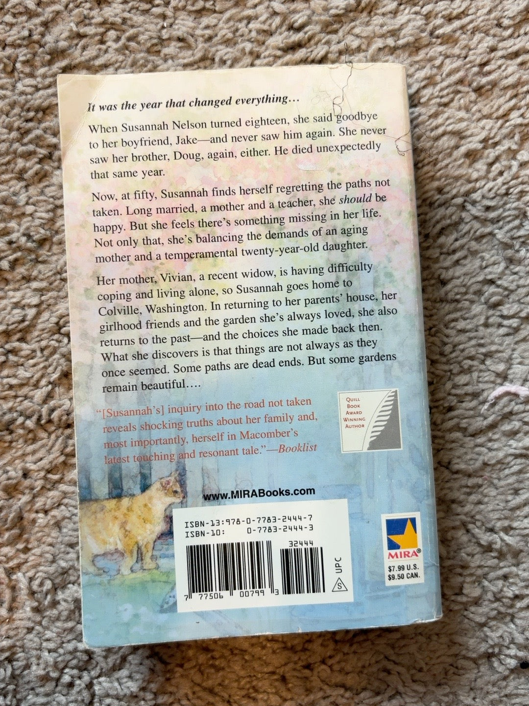 Susannah's Garden by Debbie Macomber — actual used copy, back cover