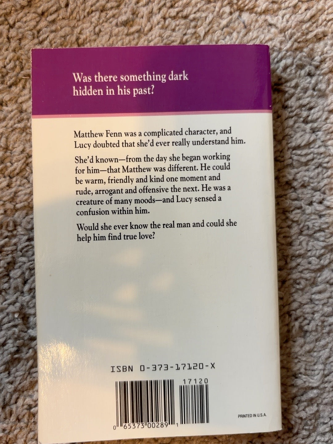 Shadow on the Sea by Helena Dawson — actual used copy, back cover
