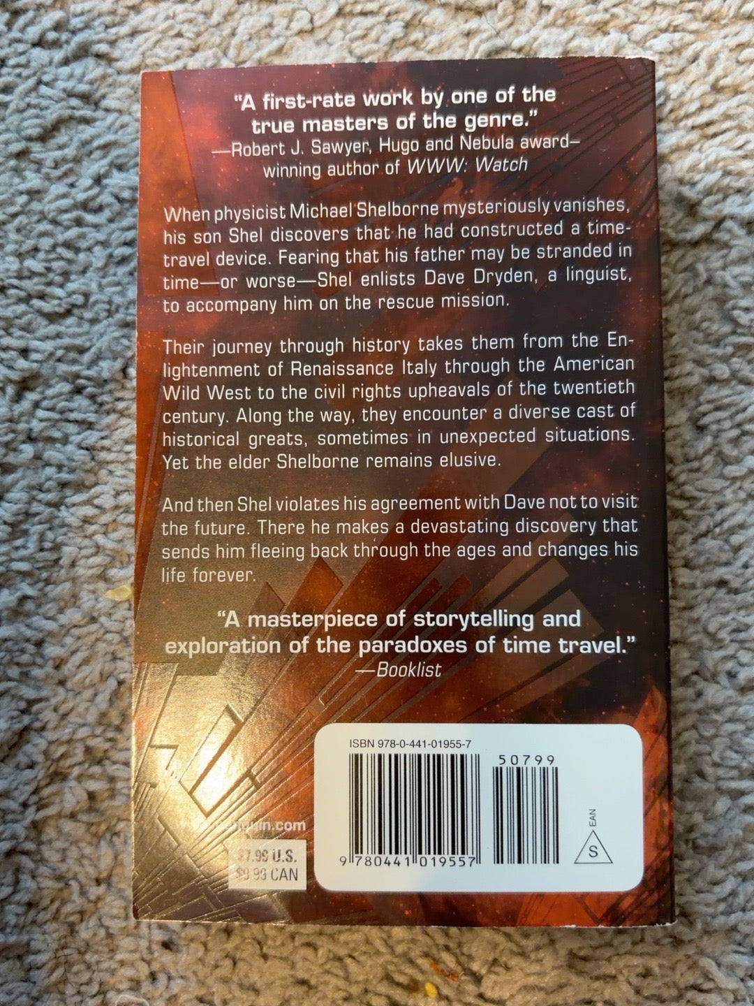 Time Travelers Never Die by Jack McDevitt — actual used copy, back cover