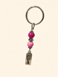 Love Word Bead Keychain with magenta and pink beads