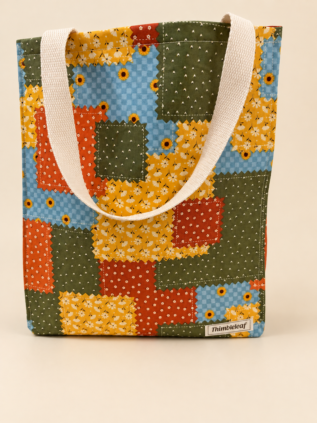 Patchwork Sunflower Market Tote, front view