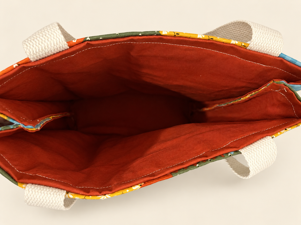 Patchwork Sunflower Market Tote, interior view