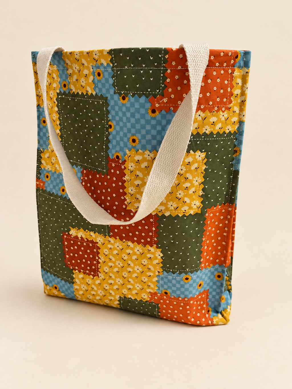 Patchwork Sunflower Market Tote, reverse view