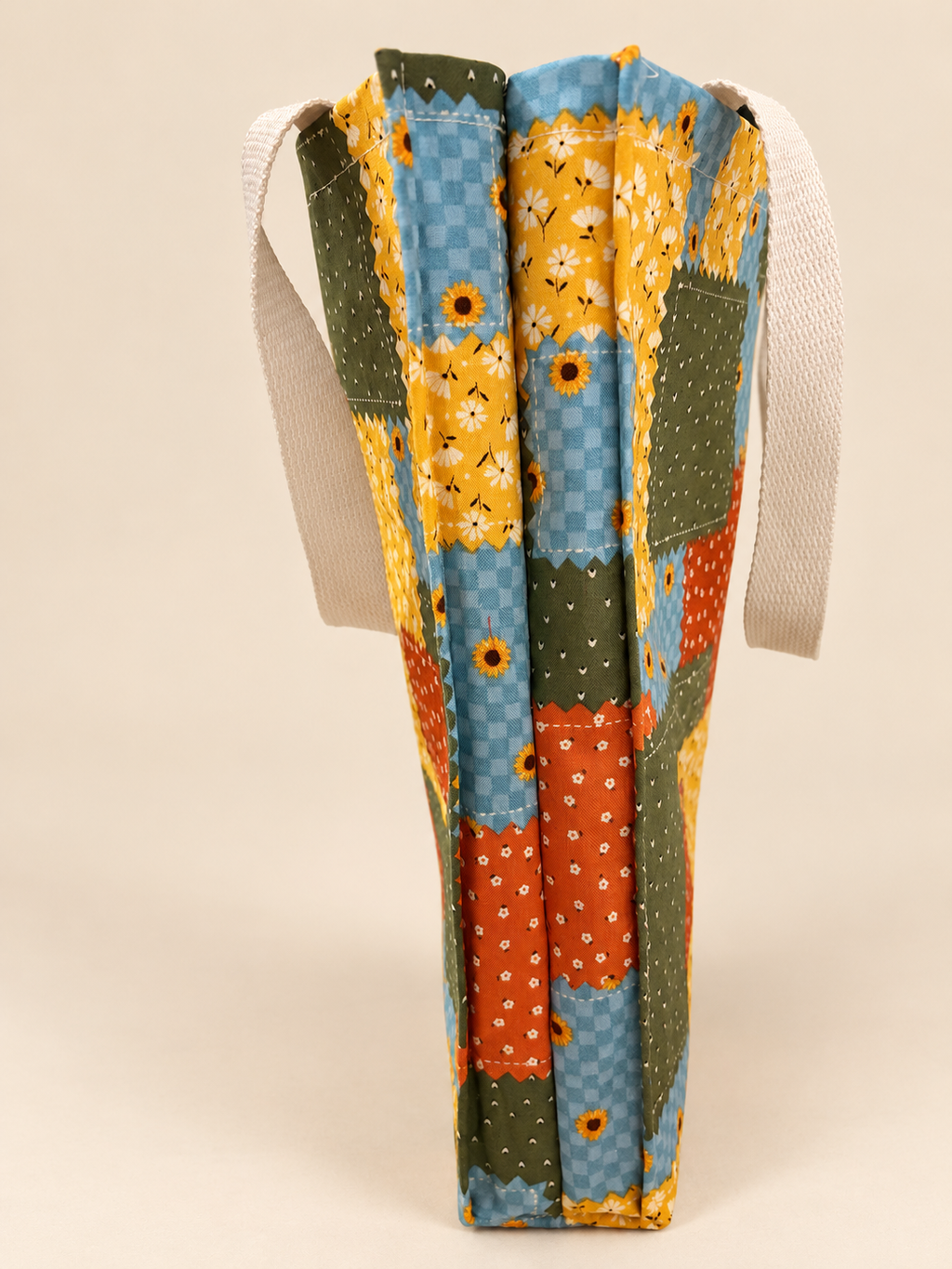 Patchwork Sunflower Market Tote, side view